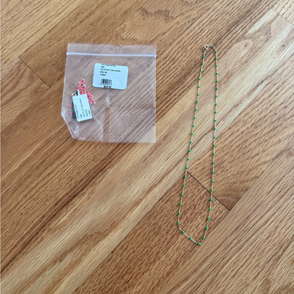 14K Yellow Gold & Enamel Beaded Cable Chain Necklace